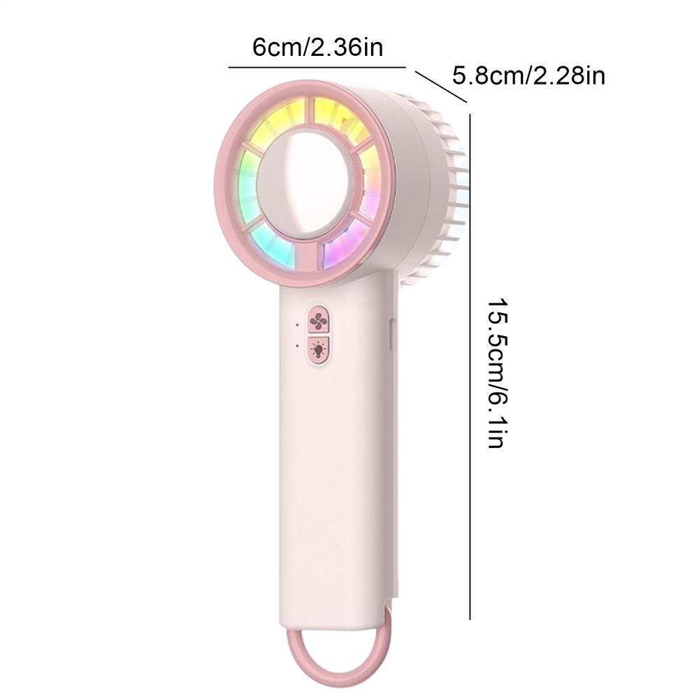 Small Portable Fan Handheld Portable Fans For Traveling Quiet 3 Gear Wind Powerful Ventilador With Colorful Light For Personal