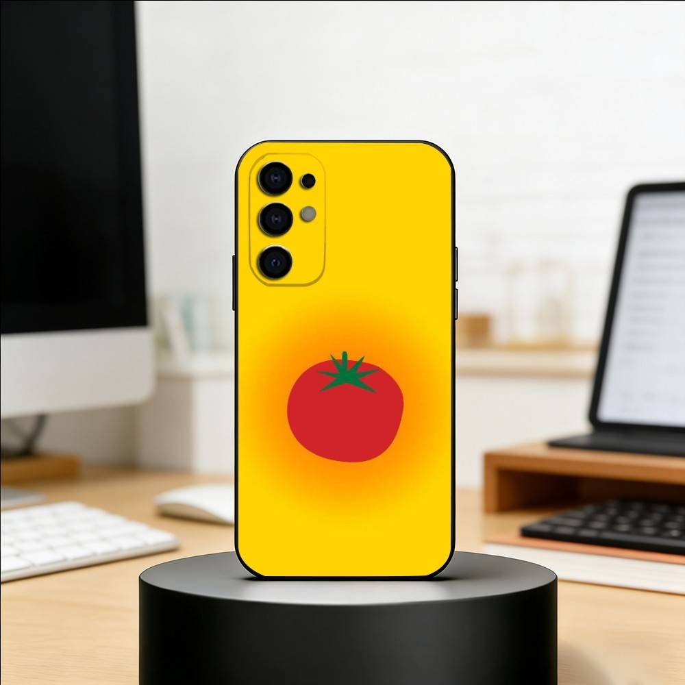 Tomato Fruit Clear Korean Cute Ins Phone Case For Samsung S25,S24,S21,S22,S23,S30,Ultra,S20,Plus,Fe,Soft Silicone Black Cover