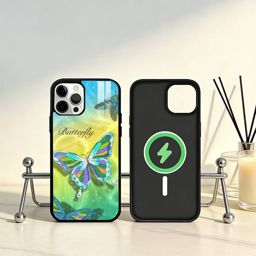

Ink wash painted butterfly Phone Case For iPhone17,16,15,14,13,12,11 Plus,Pro Max Magnetic For Magsafe Wireless Charging iPhone15PROMAX