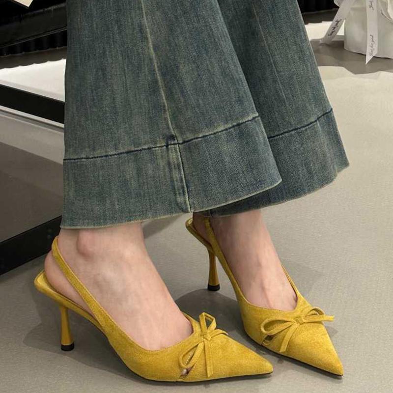 Leopard Print Summer Pointed Toe High Heel Women's Sandals Fashion Slip-On Mules for Ladies Party Dress Shoes