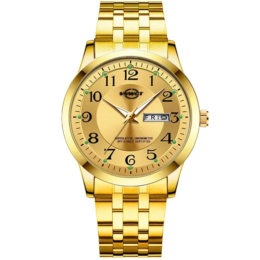 Men's Watch Stainless Steel Band Fashion Luminous Quartz Watch for Man Dual Calendar Male Clock Reloj Hombre Clock