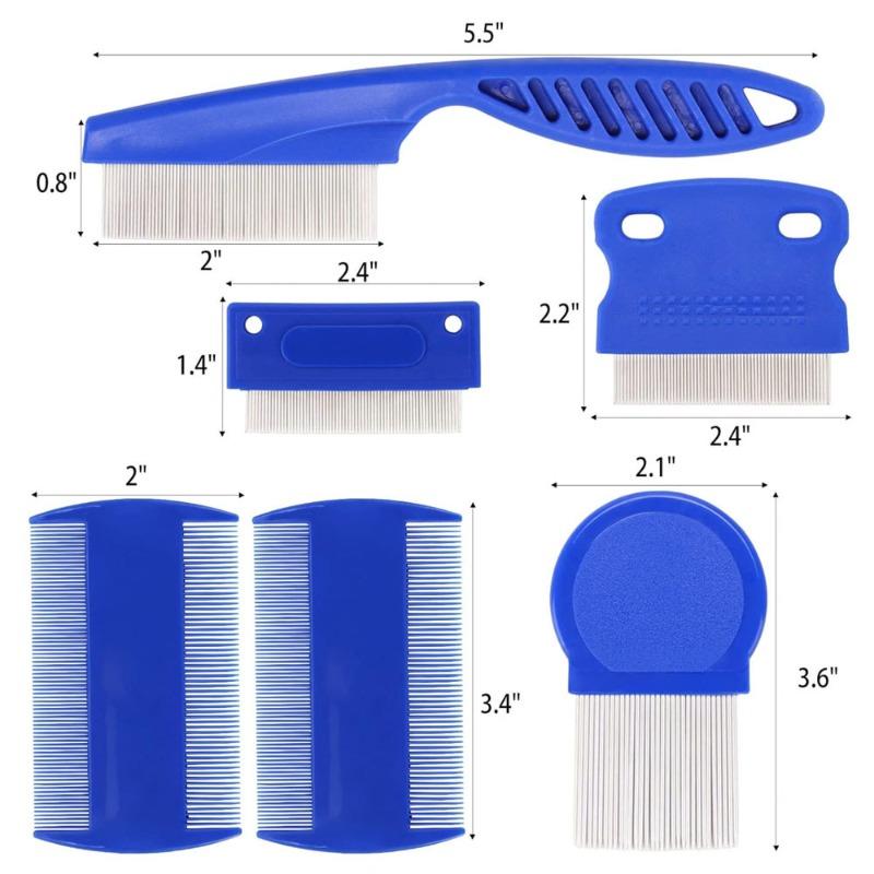 Set Pettine per Pulci, Pettine per Pidocchi in Acciaio Inossidabile e Griglia in Acciaio Set da 6 Pezzi
