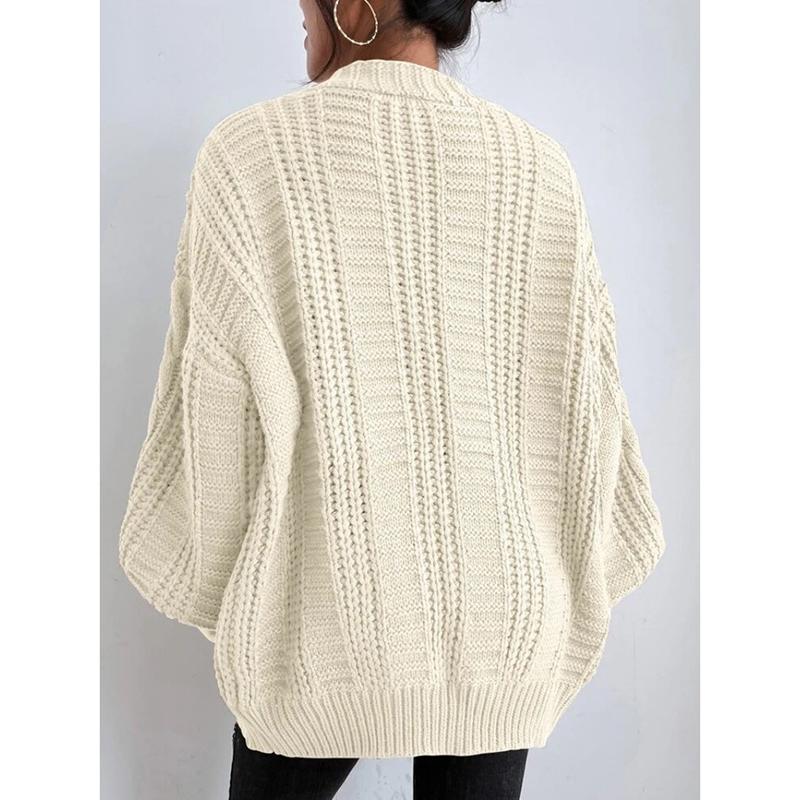 Autumn New Loose Plus Size Knitted Sweater Coat Women Winter Fashion Twists Solid Cardigan Women Vintage V-neck Lantern Sleeve Cardigans Jacket 24594