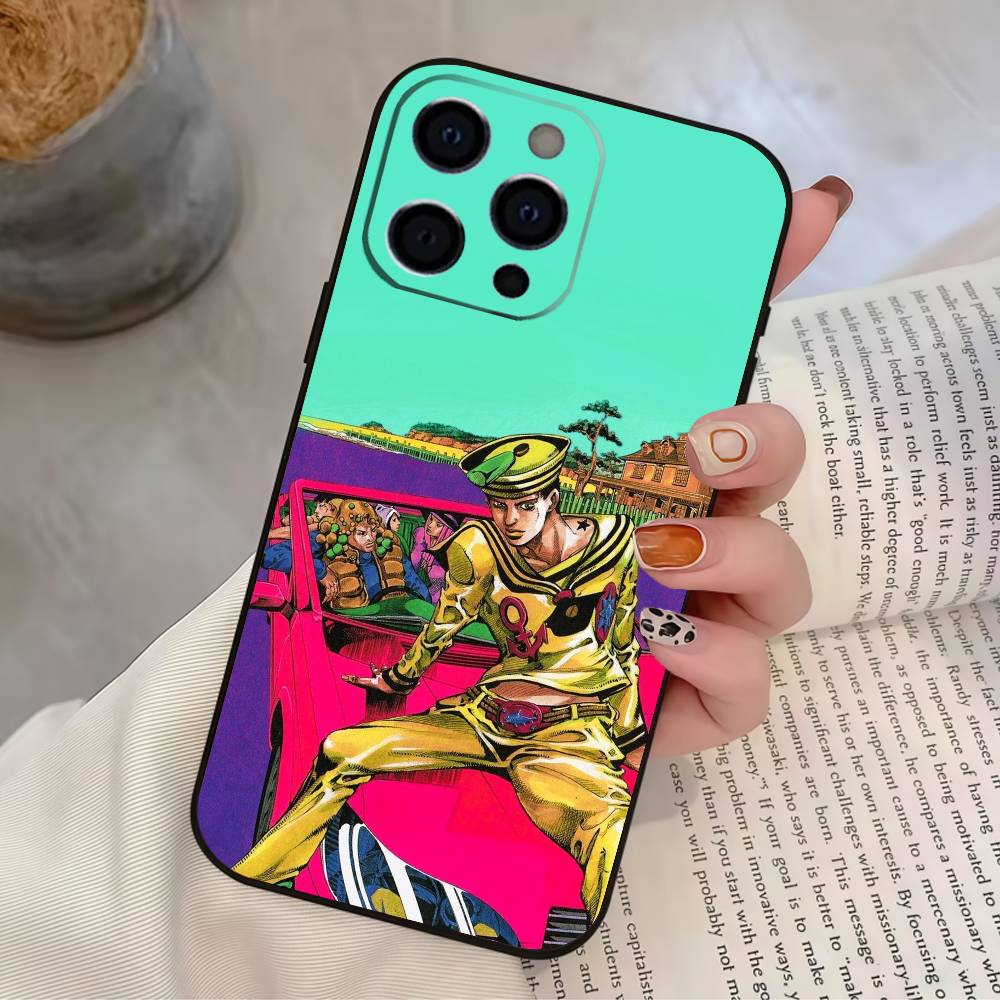 JOJOS B-Bizarres Adventures Phone Case For iPhone 17,16,15,14,13,12,11 Plus,Pro Max,XS,Soft Silicone Black Cover