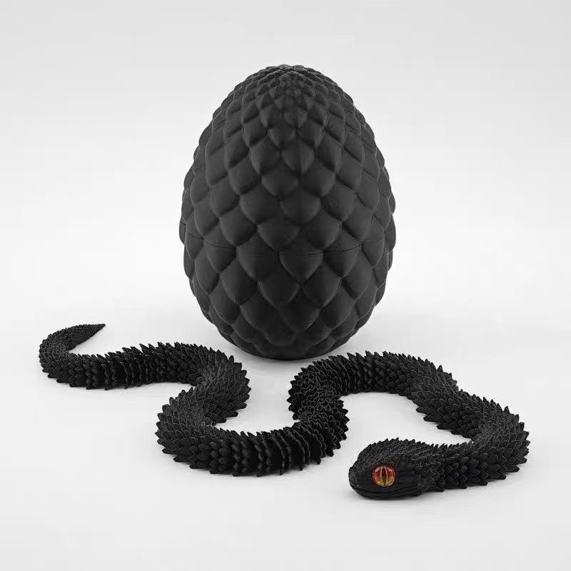 3D Printed Viper Egg Set: Articulated Small Snake Figurine Desktop Ornament Toy for Children