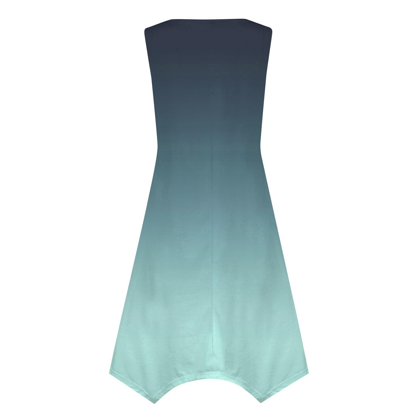 Женское повседневное модное платье миди без рукавов с круглым вырезом и нерегулярным — фото 5