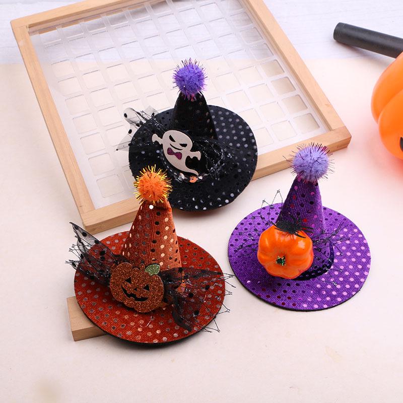Halloween Pumpkin & Witch Hat Hair Clips for Kids - Skeleton Pipe Cleaners & DIY Headband Accessories