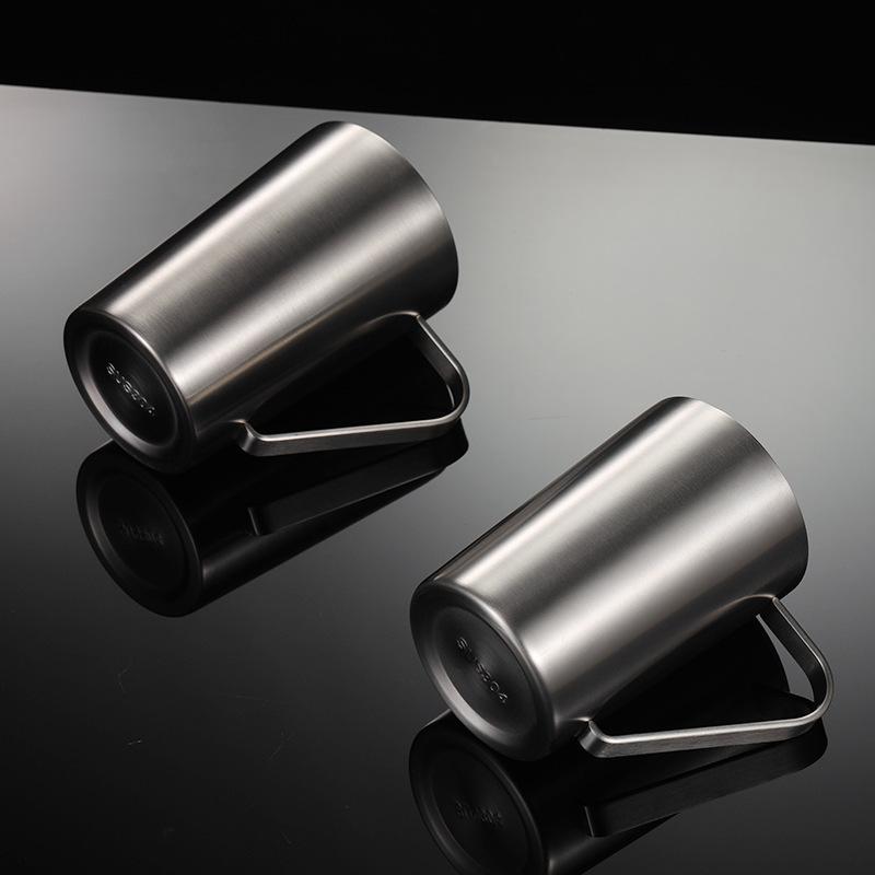 304 stainless steel thermal insulation double-layer beer cup multi-specification sanding slope conical water cup with handle gift