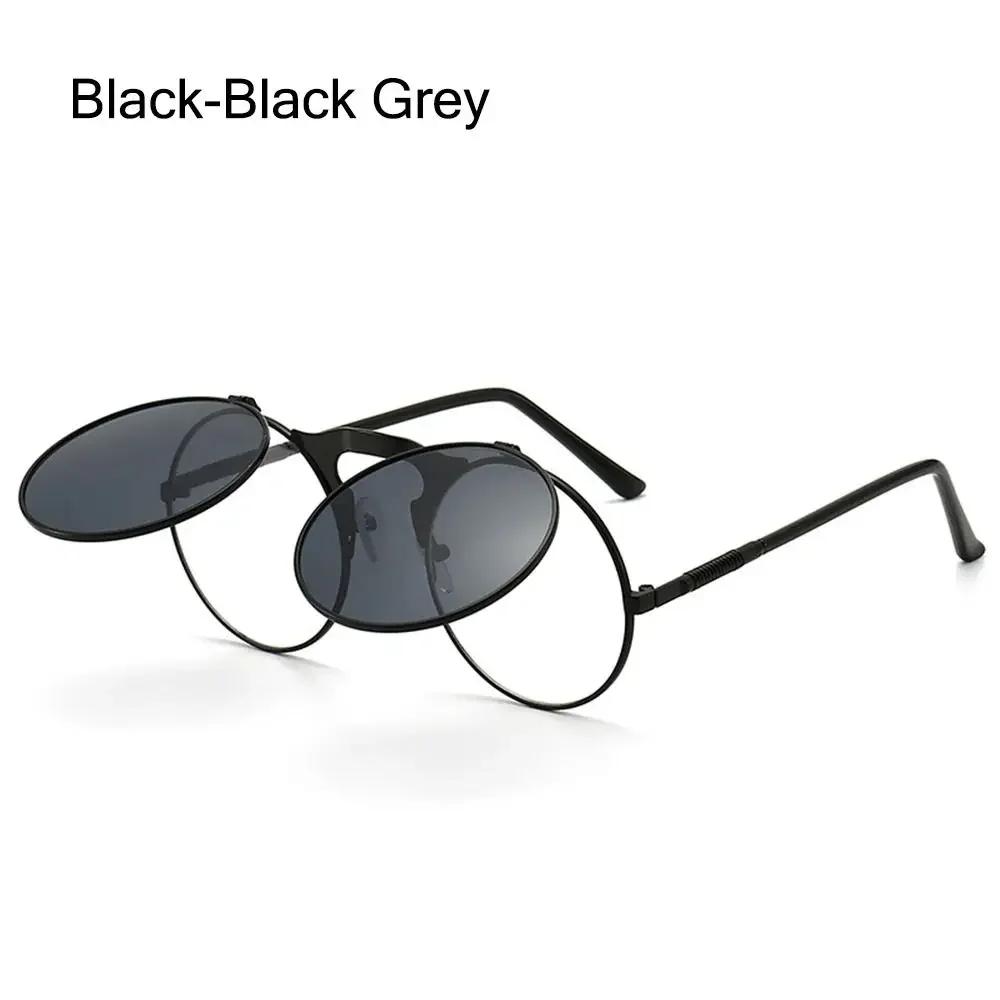 90's Retro Shades Round Steampunk Sun Glasses Flip Up Sunglasses Costume Glasses for Women & Men UV400 Protection Eyewear