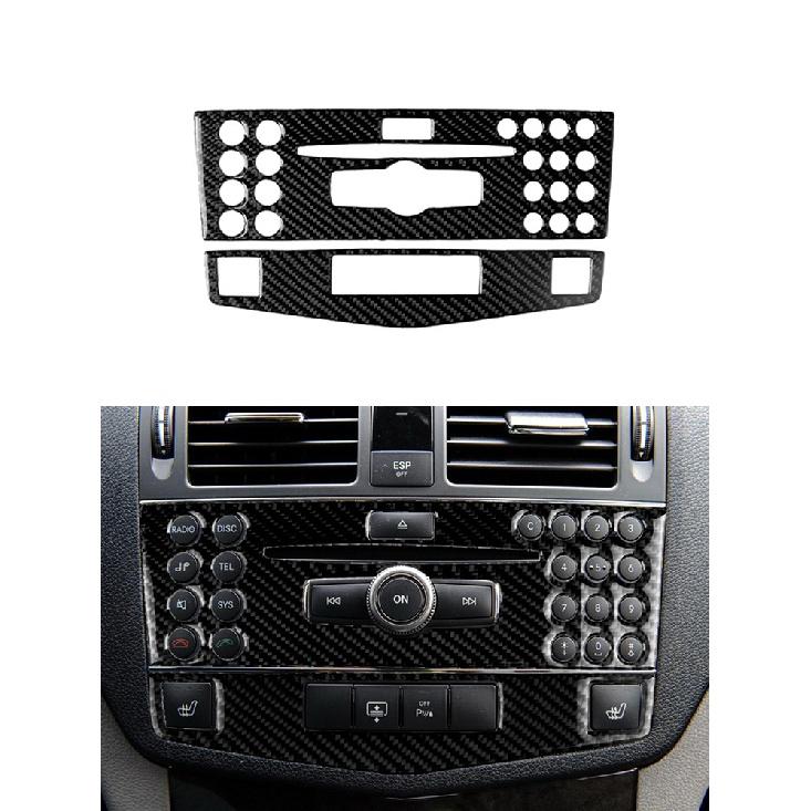 Car Accessories Interior Carbon Fiber Stickers For Mercedes-Benz C Class W204 2007-2013 Entral Console A/C Switch Panel