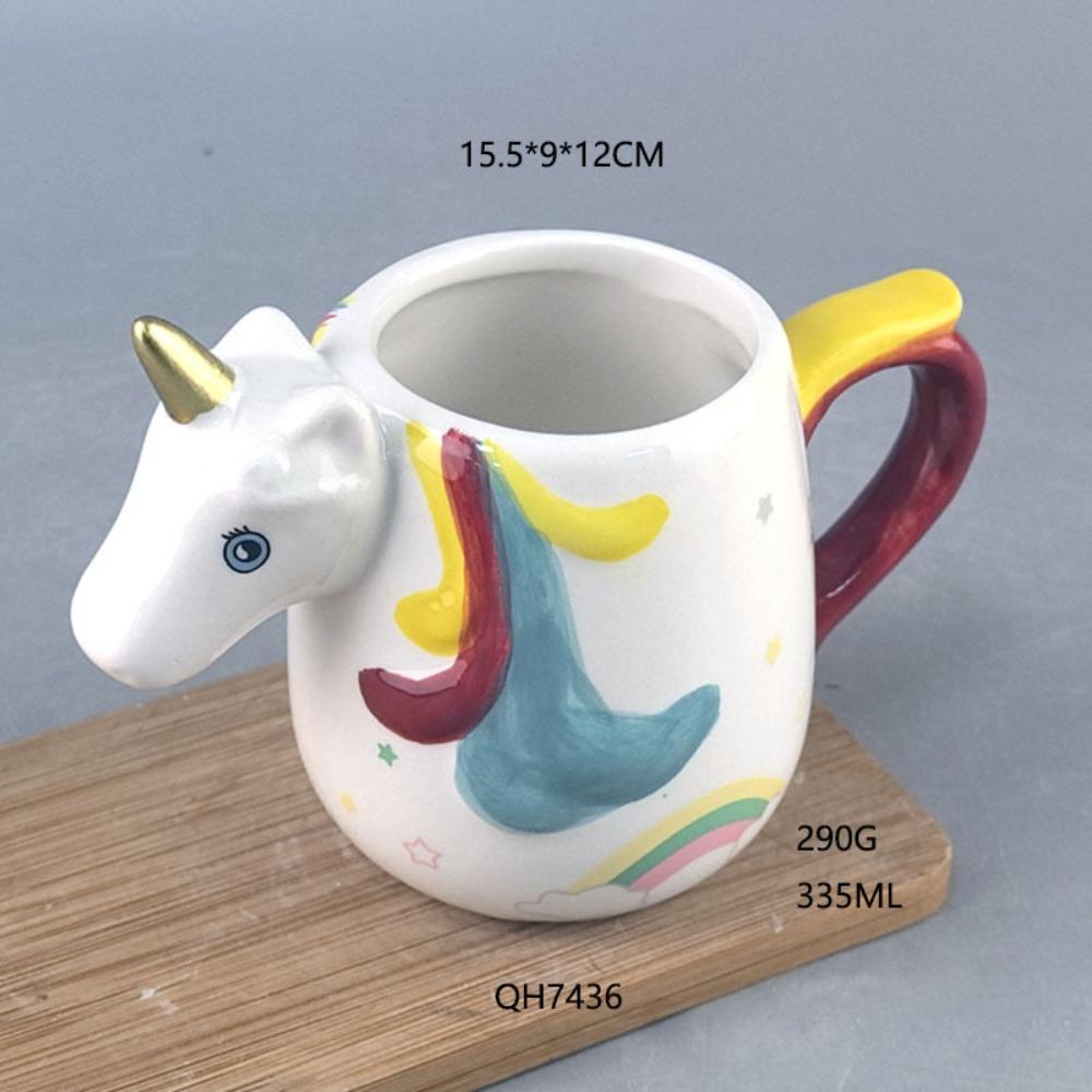 Unicorn ceramic cup milk breakfast cup rainbow horse cartoon office cup home creative mug