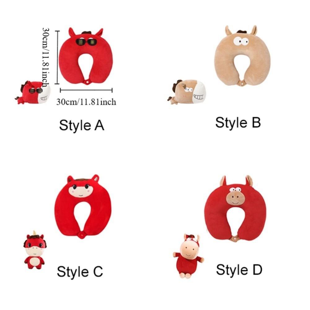 2 in 1 Deformable Horse U-shaped Pillow Skin-friendly Soft Office Nap Pillow Cartoon Foam Particle Sleep Pillow Business Trip