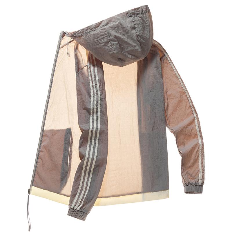 Men's Windbreaker Spring and Summer Light and Thin Color Matching Hooded Loose Outdoor Sunscreen Men's Jacket