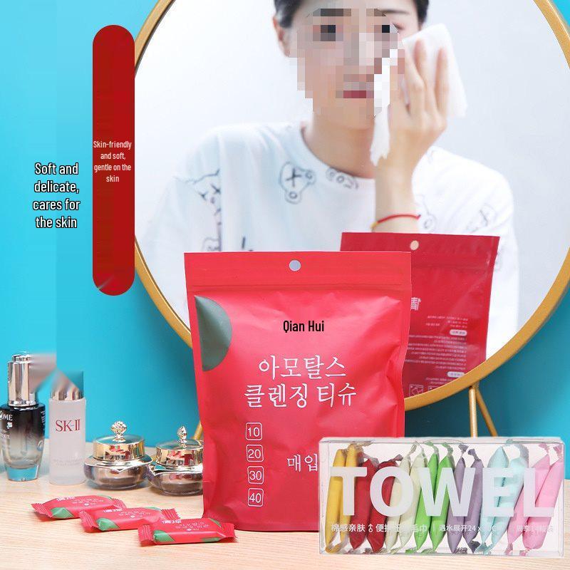 Tragbare Verdickte Einweg-Make-up-Entfernungstücher - Kleine Quadratische Komprimierte Gesichtstücher für Reisen