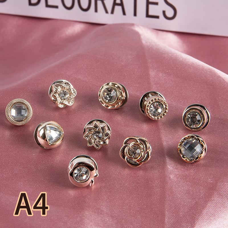 10Pcs Button Brooch Set  Pearl  Pin Coat Clothes Accessories