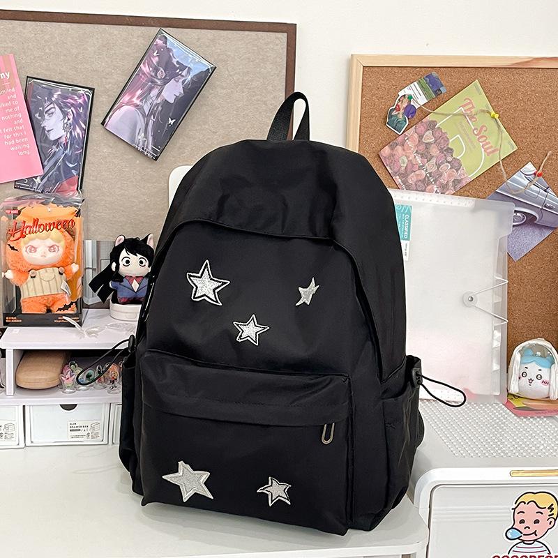 

Cute Star Schoolbag College Student Niche Girl Backpack Ins Versatile Schoolbag Large Capacity Junior High School Backpack чорний