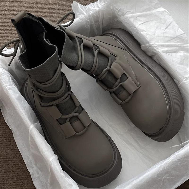 Women's Platform Martin Boots Strap Design High Top Casual Ankle Boots