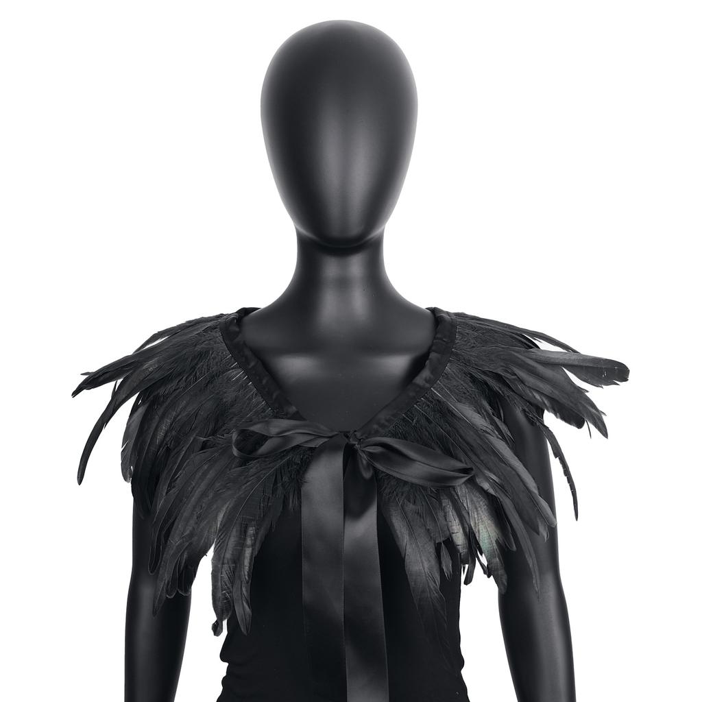 Gothic Style, Feather Shawl, Halloween, Party Dance, Performance Dress Up, Chicken Feather Accessories, Cloak