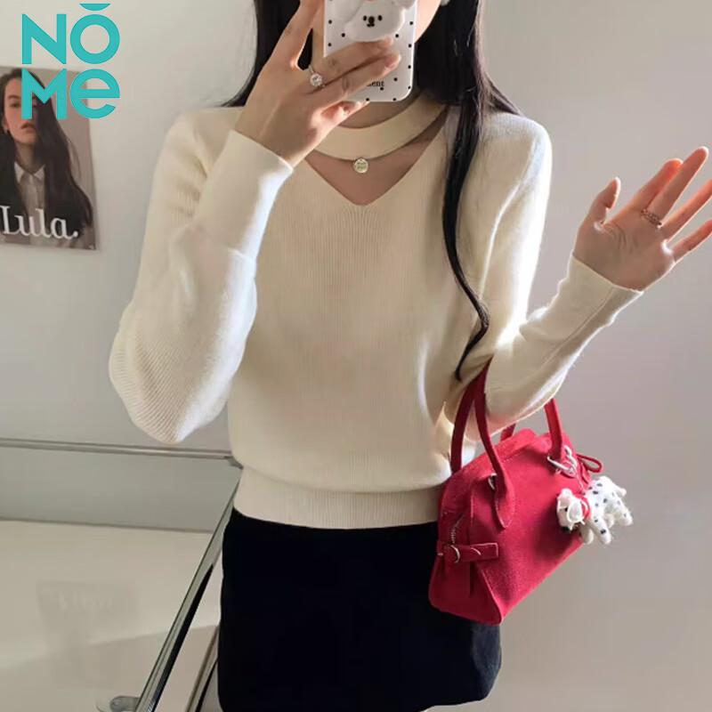 

NOME Women s Halter-Neck Hollow V-Neck Long-Sleeve Knit Sweater One Size (85-115 jin)