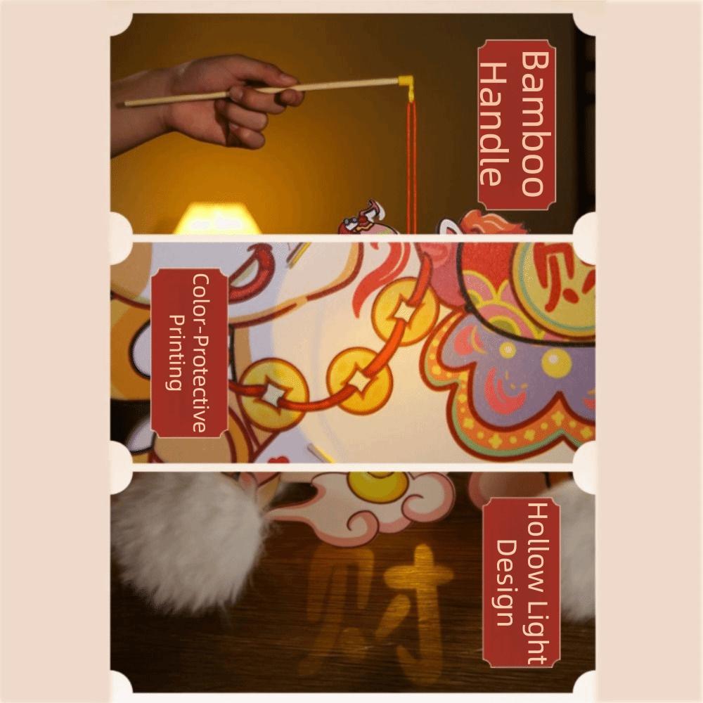 Cartoon New Year Lanterns Traditional Waterproof Handheld Lanterns PVC DIY Material Packages Luminous Lantern School Project