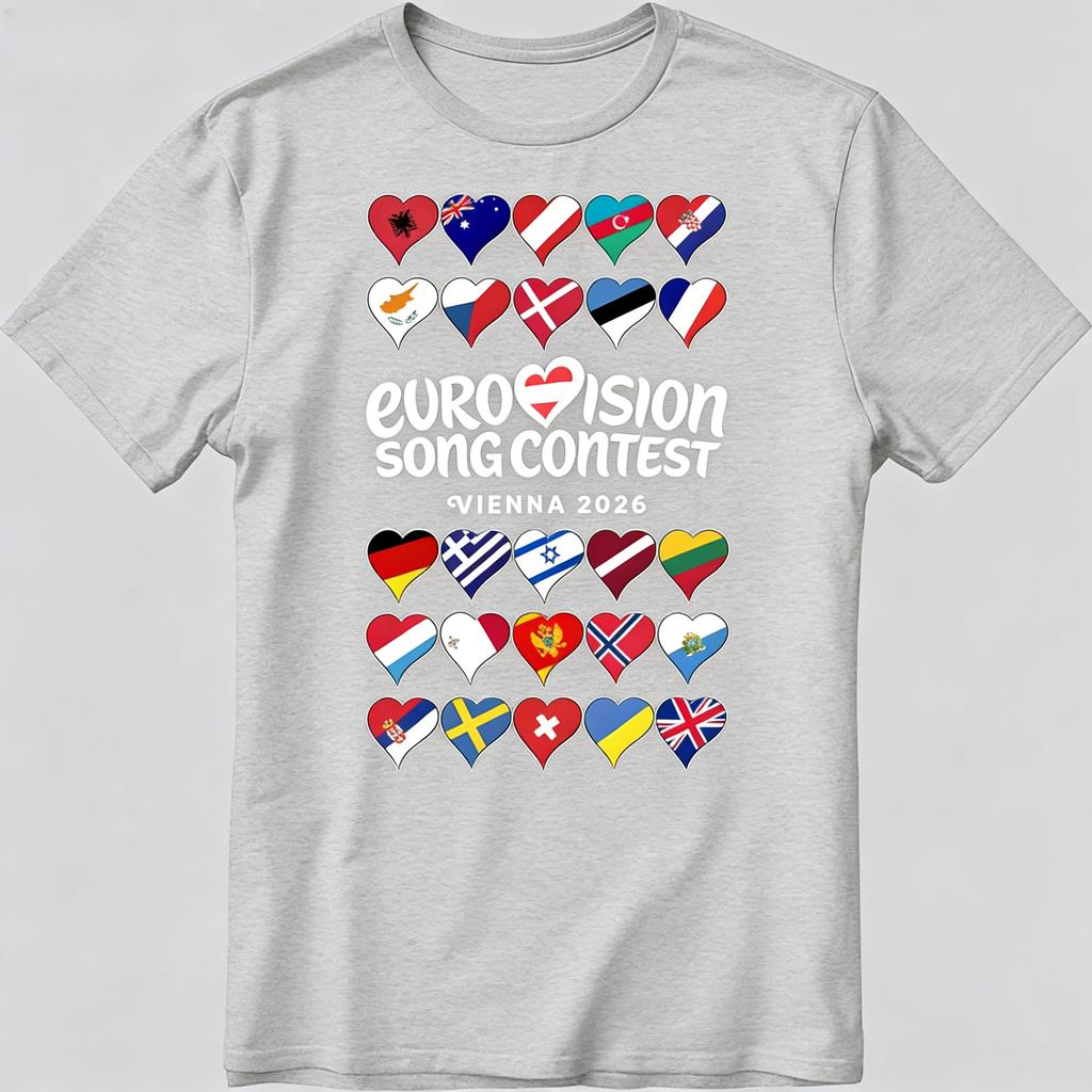 All Eurovision Song Contest Vienna Austria 2026 Men Women T Shirt Fashion Casual Pure Cotton Shortsleeved Top Y2K Tshirt