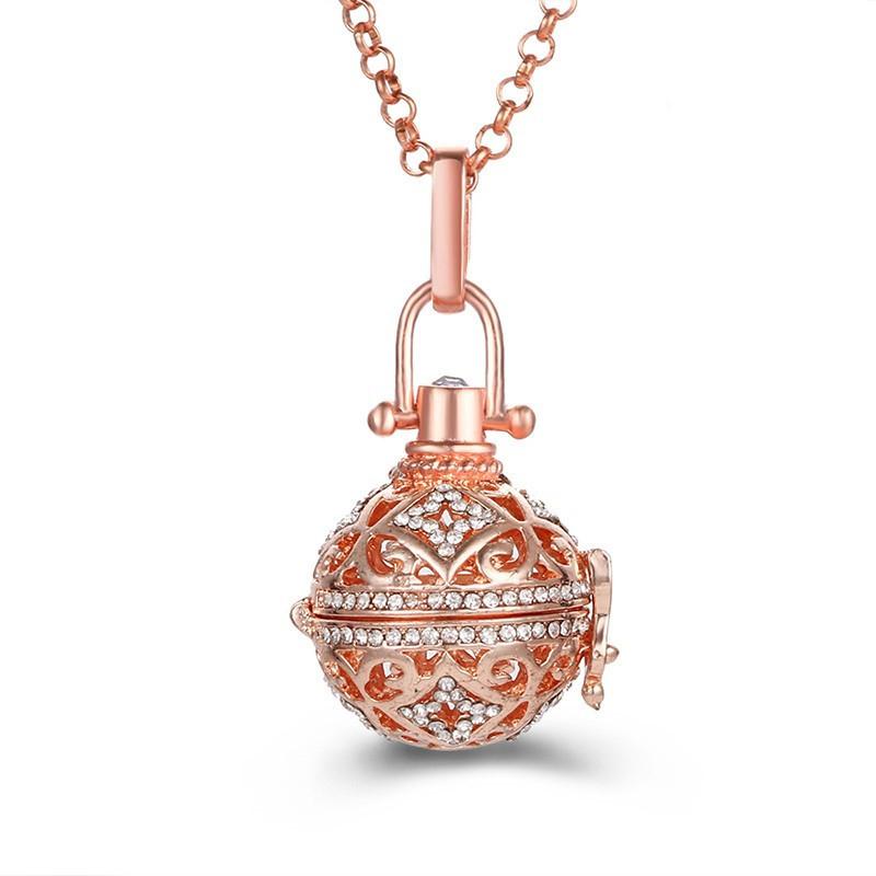 Popular Multi Styles Hollow Vintage Necklace Jewelry Music Ball Pregnancy Bell Necklace Aroma Essential Oil Locket Pendant