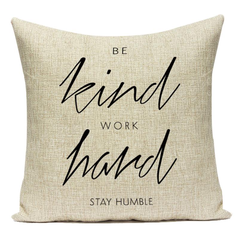 Motto Letters Printed Home Decor Cushion Covers Polyester Black White Pillow Cover Sofa Bed Car Decorative Pillow Case