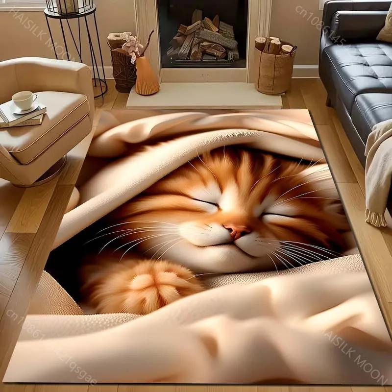 

Funny Cat Sleeping Soundly in Blanket Pattern Carpet Modern Home Decor Area Rug Bedroom Living Room Bedside Sofa Floor Mat Gift 40x60cm (16x24in)