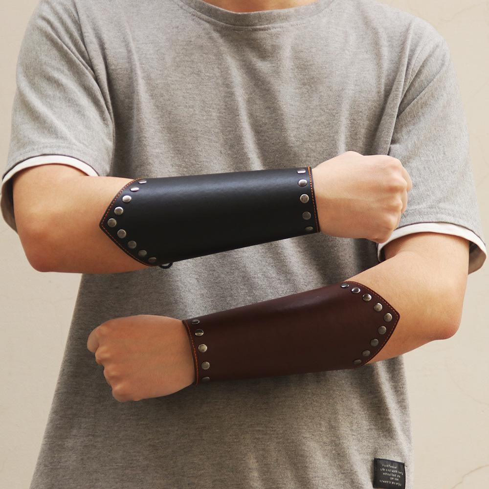 2 stuks Lederen Arm Guards Viking Gauntlet Polsband Middeleeuwse Arm