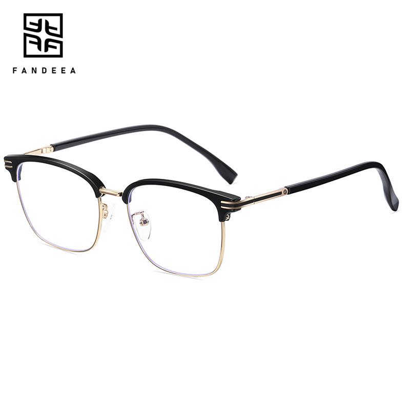 

Мужские модные полуободковые очки - Металлическая большая оправа, Дизайн, стройнящий лицо, Подходят для рецептурных линз, Защита от синего света.