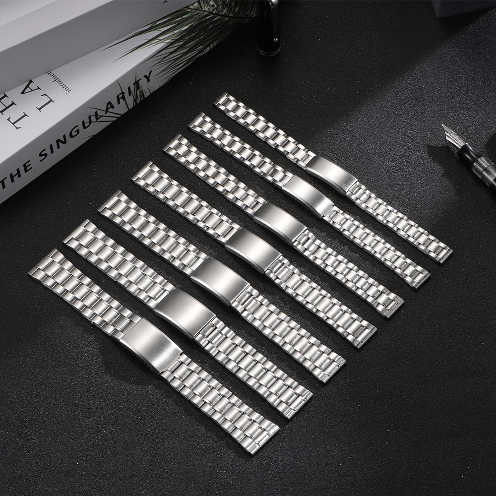 Neues Edelstahl-Uhrenarmband 12mm 14mm 16mm 18mm 20mm 22mm 24mm Ersatzarmband Metall-Faltschließe Universelles Armband