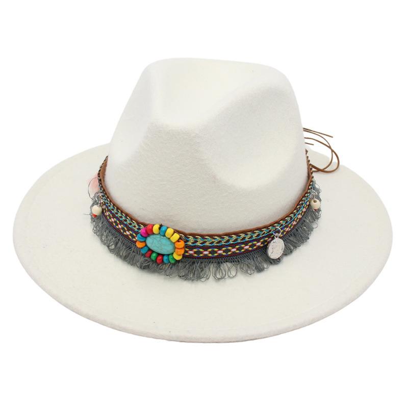 Ethnic Style Top Hat, Gem Decorated Jazz Hat, Men'S And Women'S Felt Hats, Mongolian Plush Hats, Fedora Hats Are Trendy