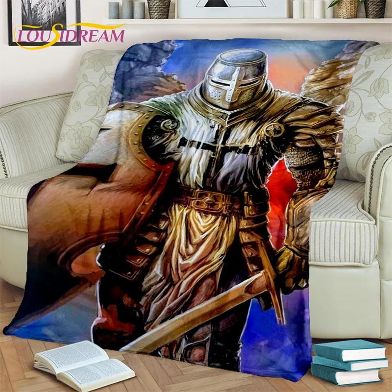 Cartoon Templar Cavalier Knight Crusaders Blanket,Soft Throw Blanket for Home Bedroom Bed Sofa Picnic Travel Office Blanket Kids
