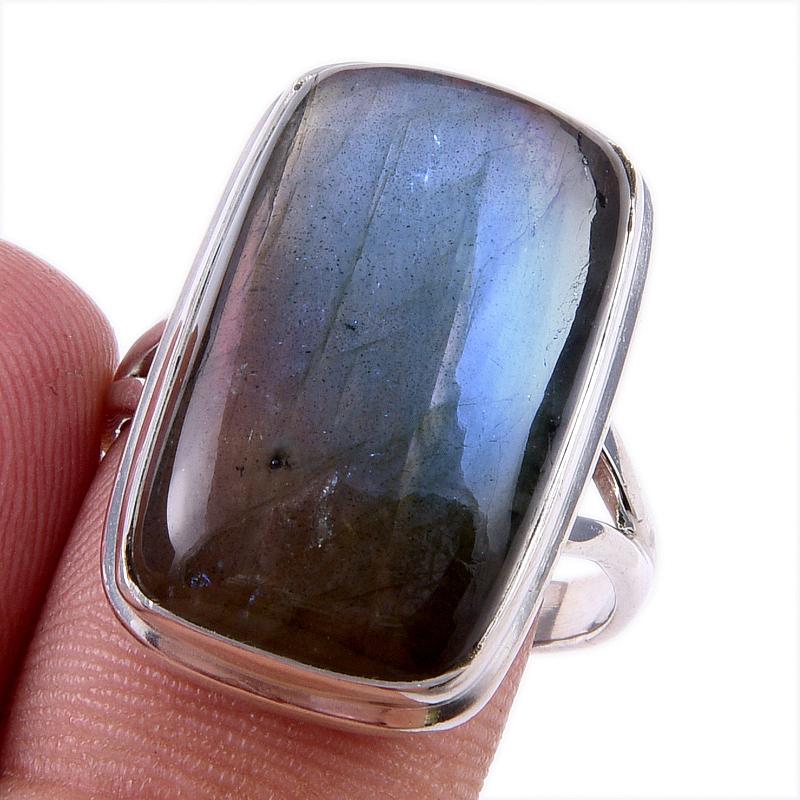 

Natural Labradorite Gemstone 925 Solid Sterling Silver Jewelry Ring Size 9 D7P01