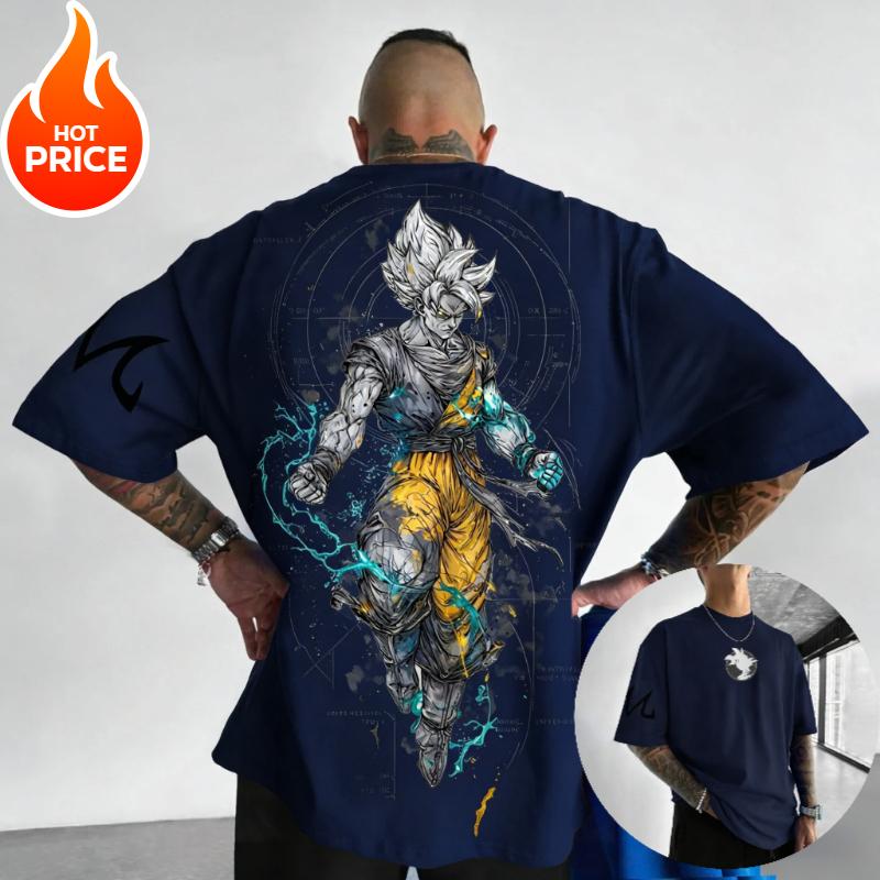 Dragon Ball Anime Super Saiyan Goku Printed Summer Unisex Streetwear Loose Casual and Versatile Parentchild Top