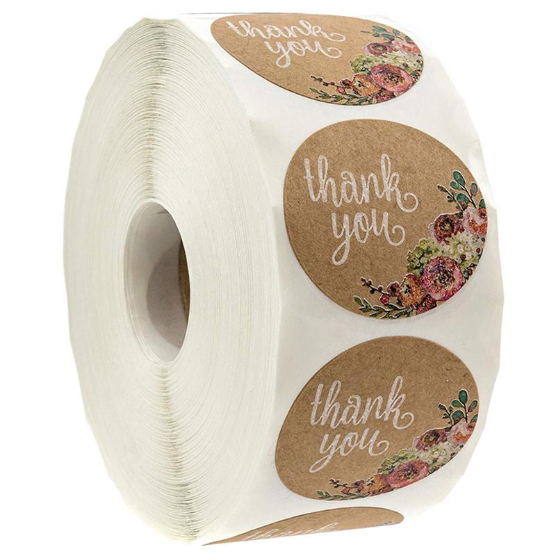 500 Kraft Paper Thank You Sealing Stickers for Handmade Dessert and Cake Gifts