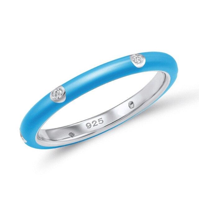 Small Fresh Colorful Rainbow CZ Eternity Stackable Fashion Ring For Ladies Wedding Party Engagement Birthday Jewelry Gift