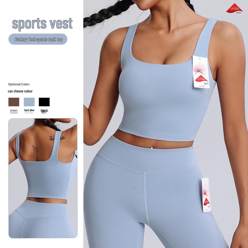 Lulu Lycra Sports Underwear Women's Shockproof Butter-Feel Yoga Bra with Chest Pad