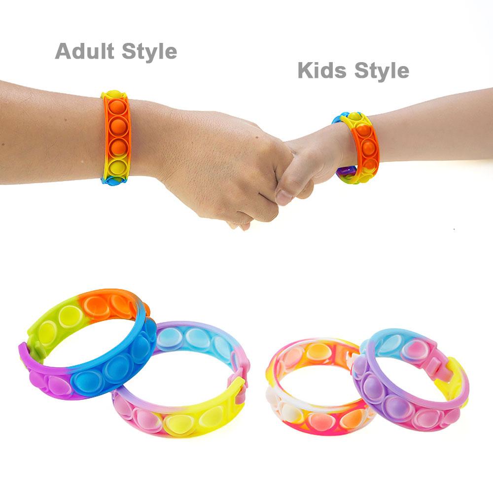 Mondo Silicone 1pz Stili Corti Pops Bolle Braccialetto Decompressione Giocattolo Sollievo Stress Colorato Braccialetto Silicone Adulti Bambini Giocattoli
