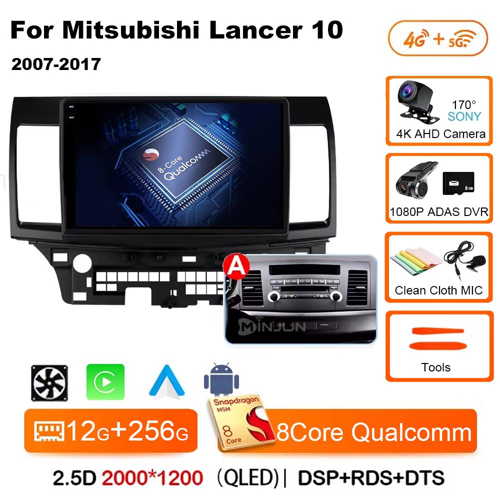 Android 14 Carplay Auto Car Radio Multimedia Player For Mitsubishi Lancer 2007-2013 Qualcomm Screen Autoradio Stereo Head Unit
