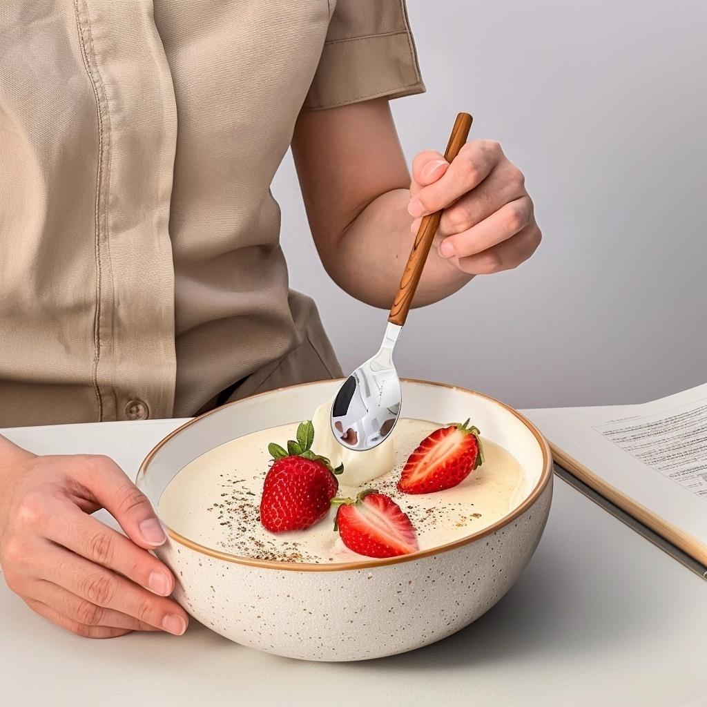 3/4Pcs 304 Stainless Steel Knife Fork Spoon Wood Grain Handle Dinnerware Set Portable Reusable Western Cutlery Dishwasher Safe