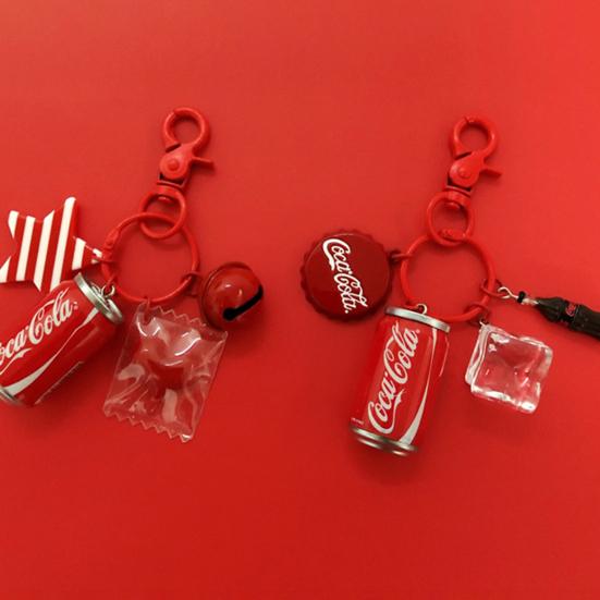 Key Chain Delicate Craft Cartoon High Simulated Funny Couple Accessory Decorative Portable Red Cola Bottle Keychain Car Pendant