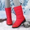 Podzimní Zimní Péřové Boty pro Ženy Vodotěsné Teplé Platforma Silná Podrážka Módní Středního věku Studenti Středně vysoké Krátké Bavlněné Boty