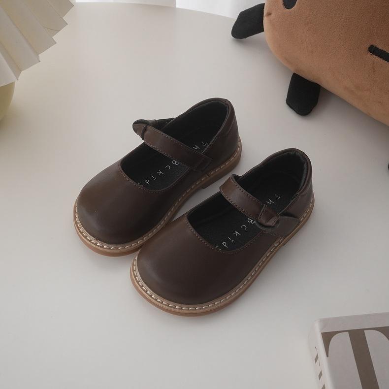 Korean Korean version design girls' leather shoes 22 autumn new shallow mouth Mary Jane round head cute sweet Lolita