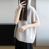 Early Autumn Women's Hooded Vest: 100% Pure Wool, Seven-Stitch, Thick Knit, Short Sleeve, Pocket Design Sweater