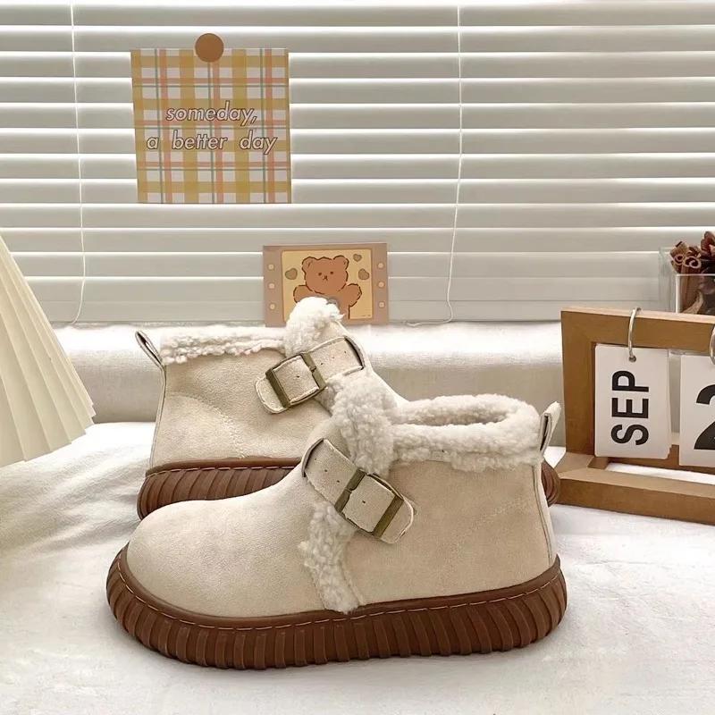 Winter Women's Snow Boots Thickened Plush Platform Cotton Shoes Comfortable Fashion Women's Leisure Ankle Boots Botas Para Mujer