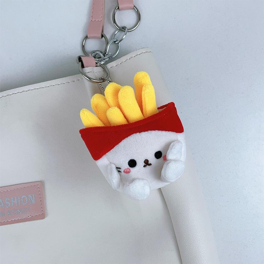 Cute French Fries Kitten Plush Pendant Energy Doll Children's Gift Schoolbag Keychain Pendant Doll