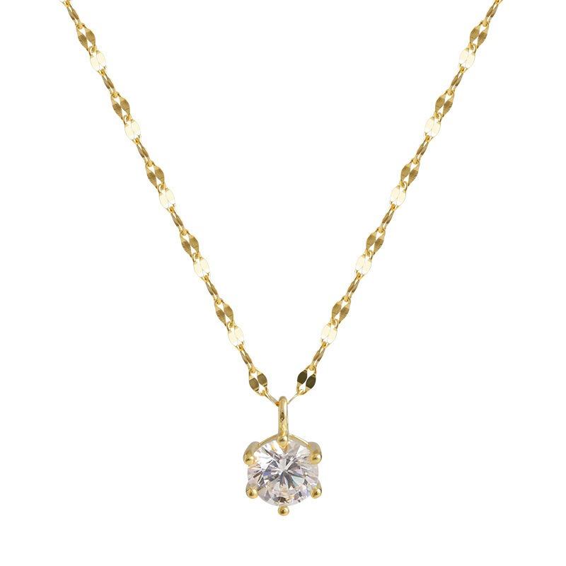 Single Diamond Necklace, Women's Collar Chain, Light Luxury, Niche Design, Gentle Temperament, Simple and Versatile.