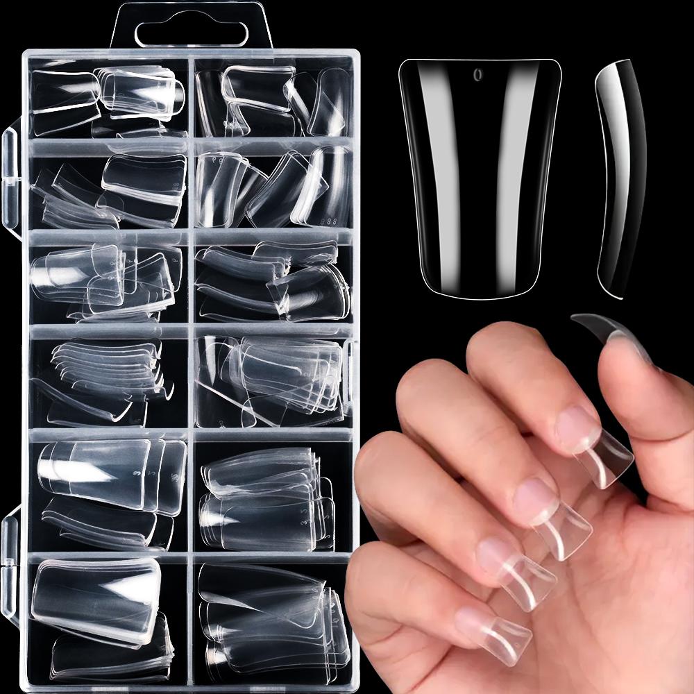 120Pcs Clear Duckbill Nail Tips, Full Cover False Nails for Y2K Manicure Salon