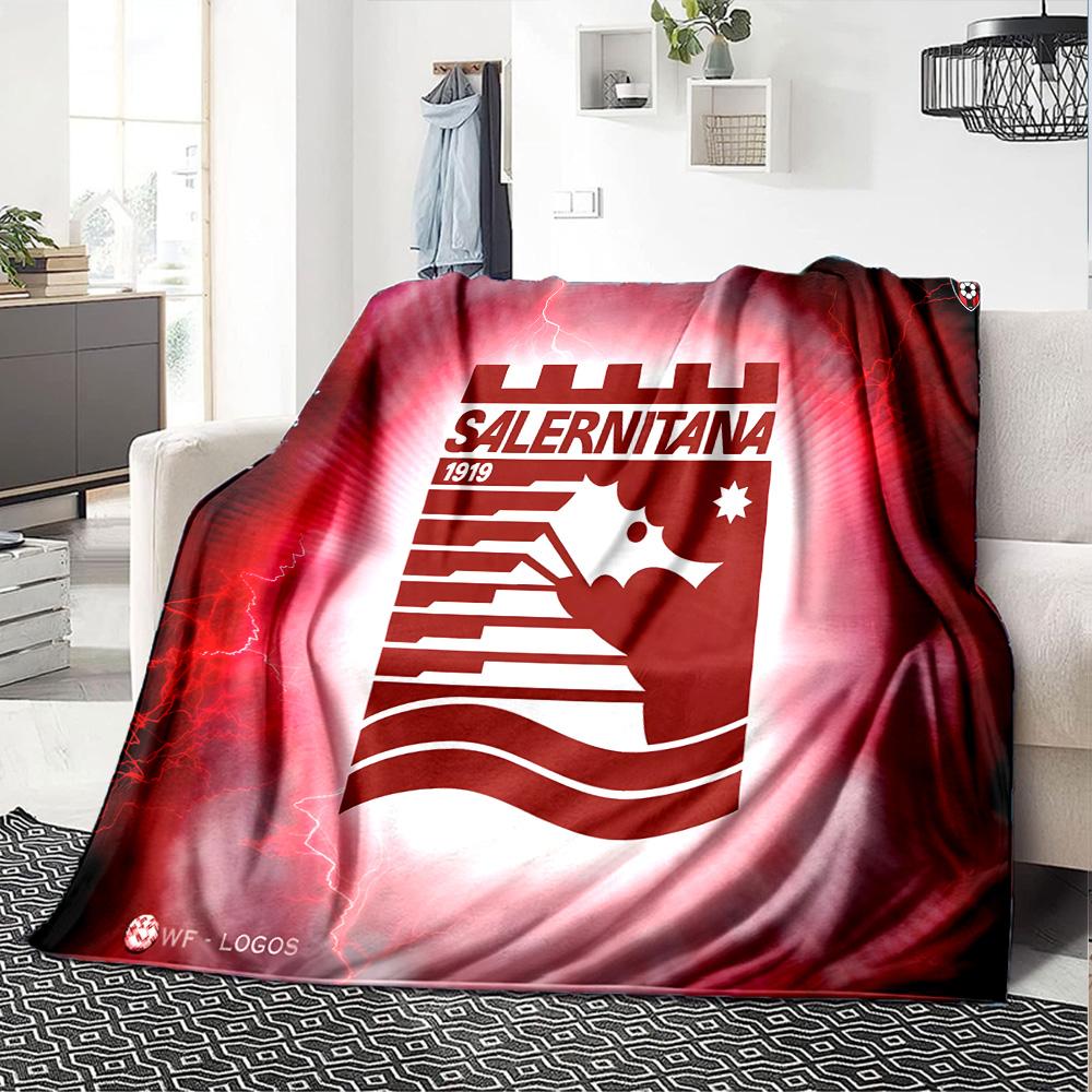 Salernitana 1919 Crest Design Flannel Blanket, Soft Polyester, Modern Design, All-Season for Camping, Travel, Gifts for Holidays or Birthdays